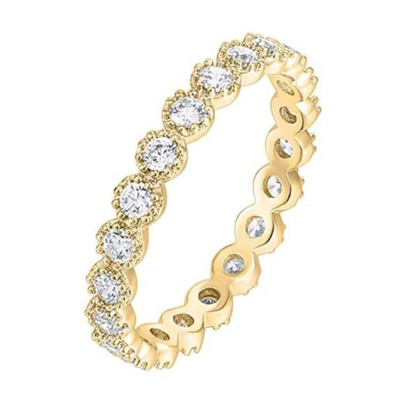 Stacked Eternity Ring Simulated Diamond CZ Zircon Dainty Ring-SIZE 7 - Picture 2 of 5